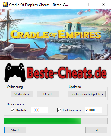 cradle of empires cheats - kristalle und goldmünzen