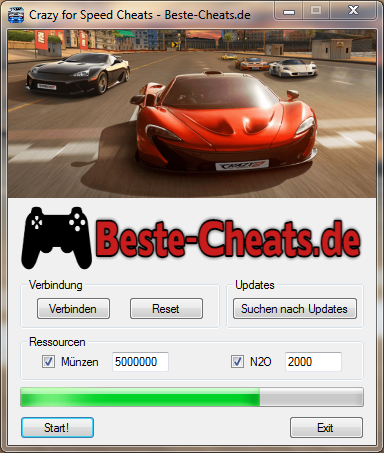 crazy for speed cheats münzen und n2o