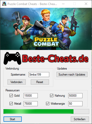 Mehr Gold, Nahrung, Metall und Weltenergie mit Puzzle Combat Cheats bekommen