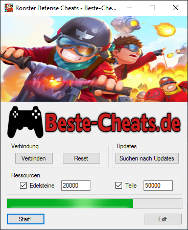Rooster Defense Cheats - Edelsteine und Teile