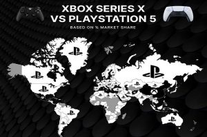 Xbox Series X vs. PlayStation 5 – welche Next-Gen Spielekonsole ist beliebter (Weltkarte)